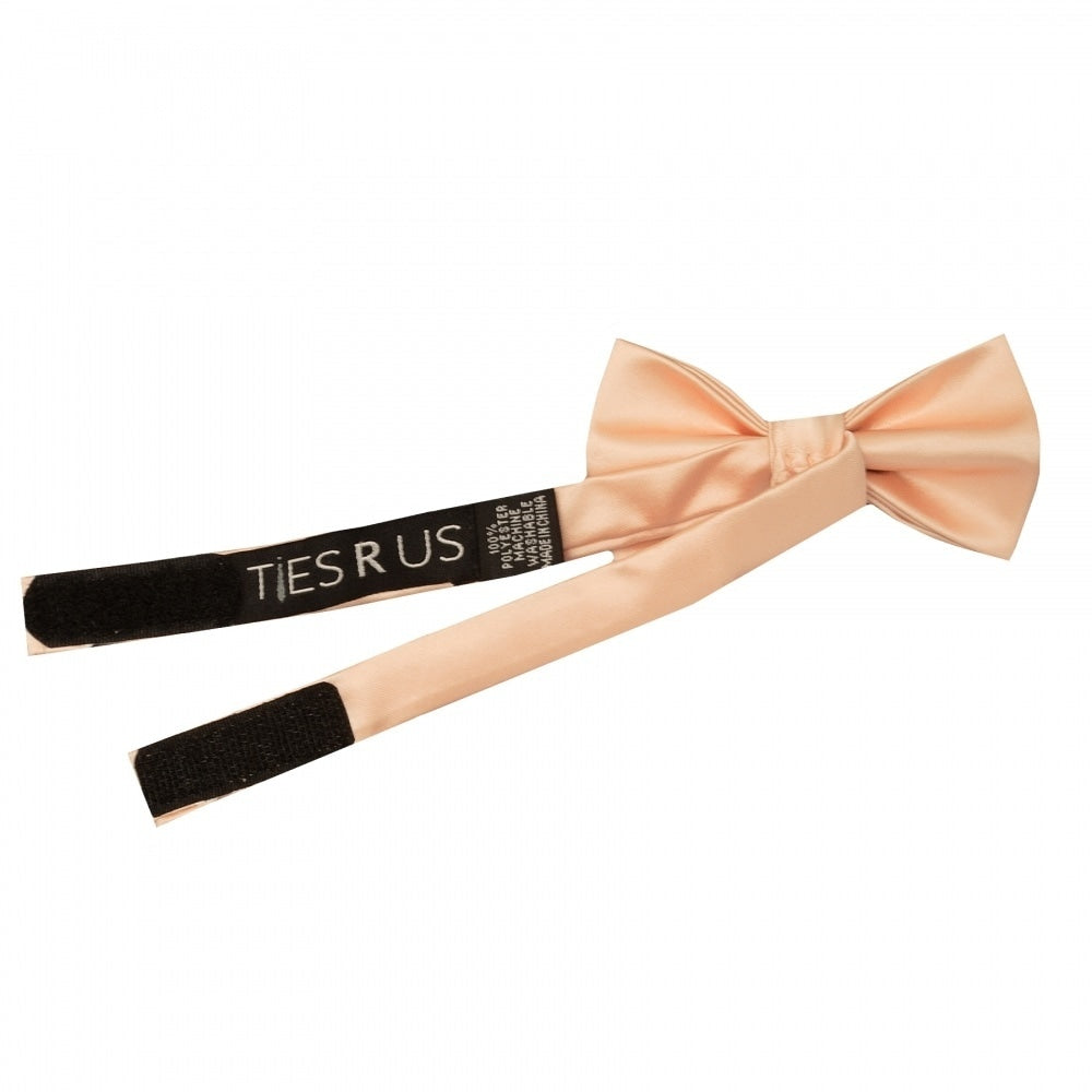 Pre Tied Light Peach Satin Boys Bow Tie And Pocket Square Set Age 4 7 3