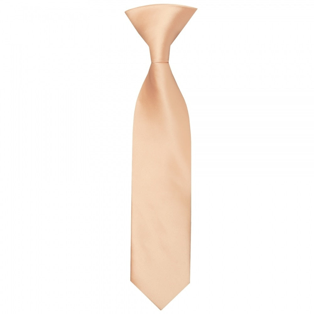 Pre Tied Light Peach Satin Boys Tie And Pocket Square Set Age 4 7 2