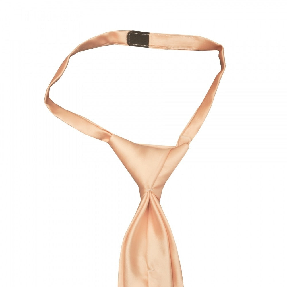 Pre Tied Light Peach Satin Boys Tie And Pocket Square Set Age 4 7 3