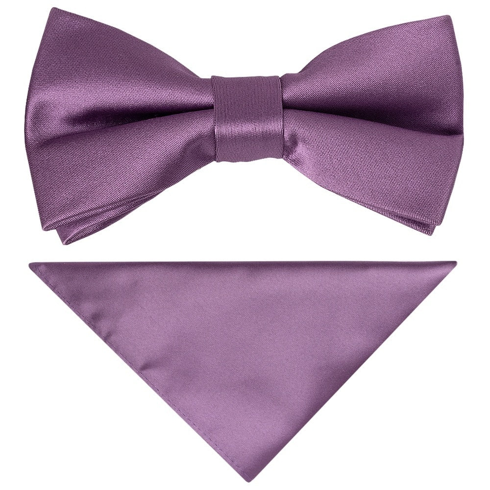 Pre Tied Light Mauve Boys Bow Tie And Pocket Square Set Age 4 7 1