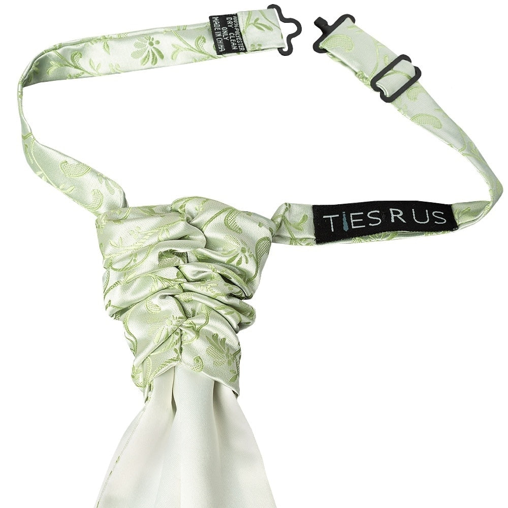 Sage Green Floral Mens Cravat Tie And Pocket Square Set 3