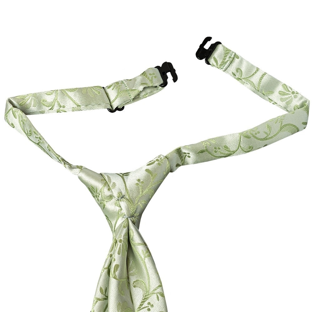 Pre Tied Sage Green Floral Boys Tie And Pocket Square Set Age 4 7 3
