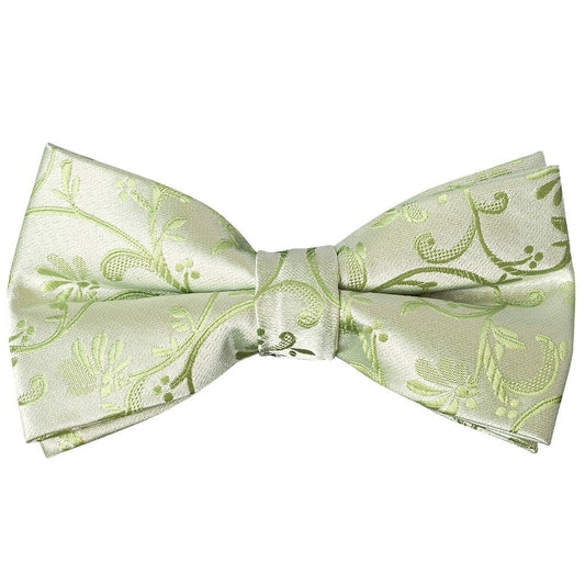 Pre Tied Sage Green Floral Boys Bow Tie And Pocket Square Set Age 4 7 2