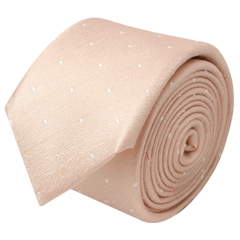 Pink With White Spot Silk Skinny Tie 2