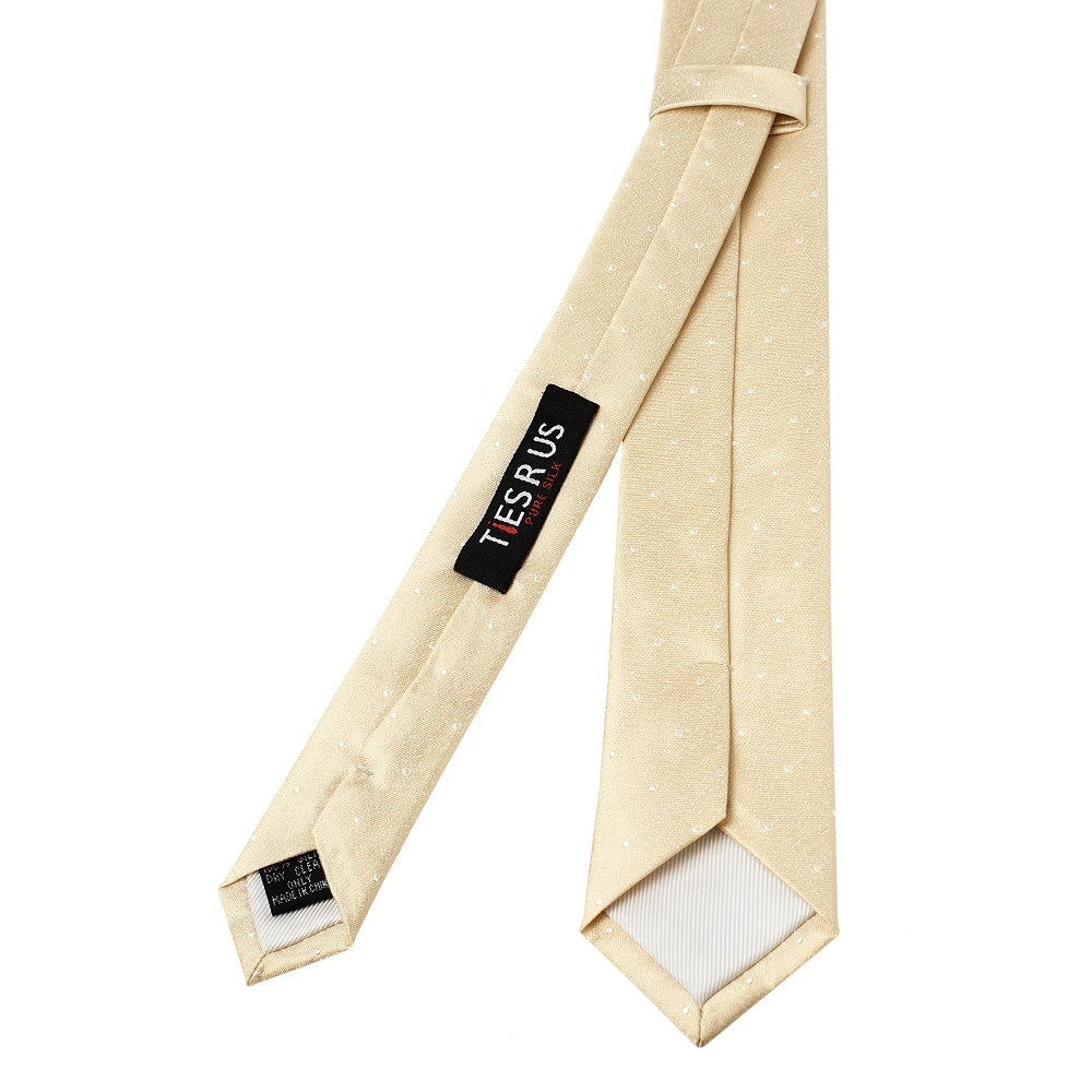 Champagne With White Spot Silk Skinny Tie 3