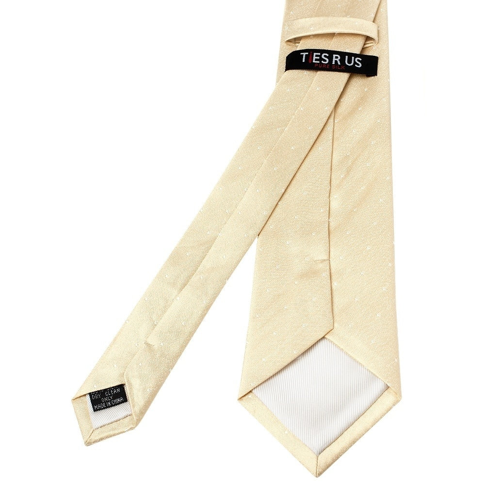 Champagne With White Spot Silk Classic Tie And Pocket Square 4