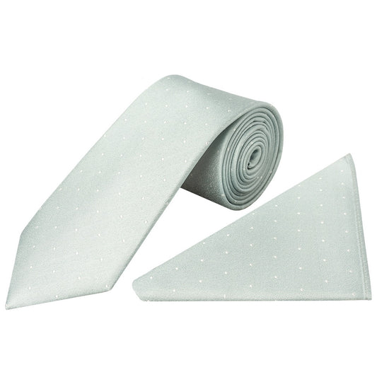 Duck Egg With White Spot Silk Classic Tie And Pocket Square 1