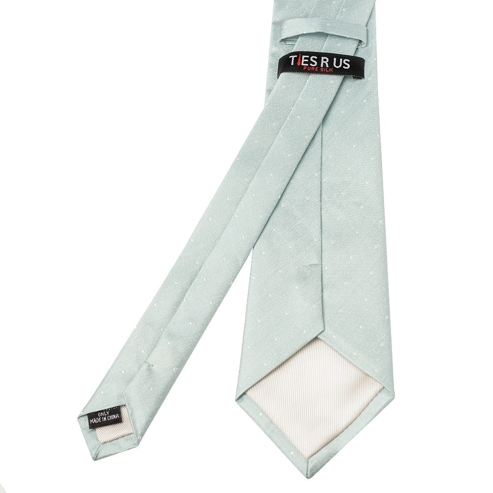 Duck Egg With White Spot Silk Classic Tie And Pocket Square 4