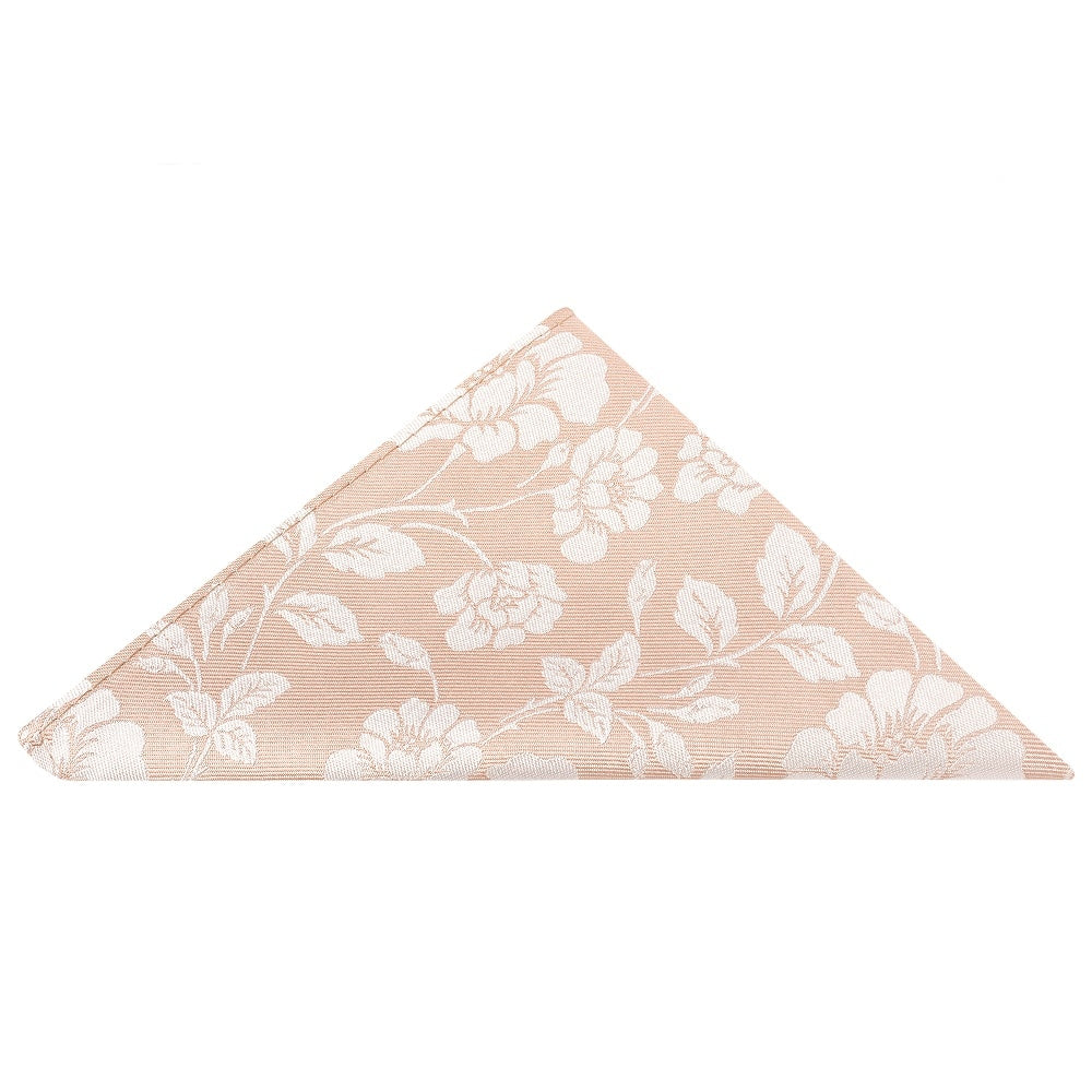 Pink With White Floral Silk Skinny Tie And Pocket Square Set 5