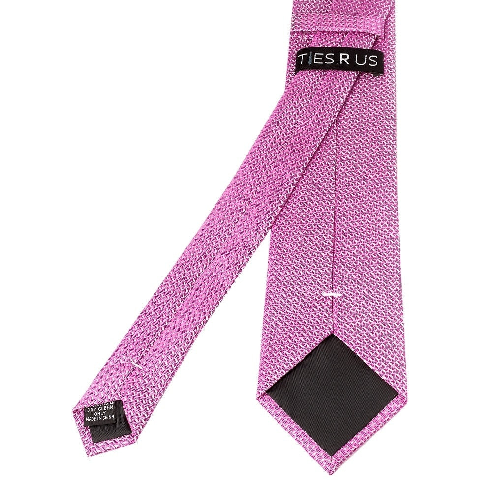 Hot Pink Textured Classic Tie And Pocket Square Set 5