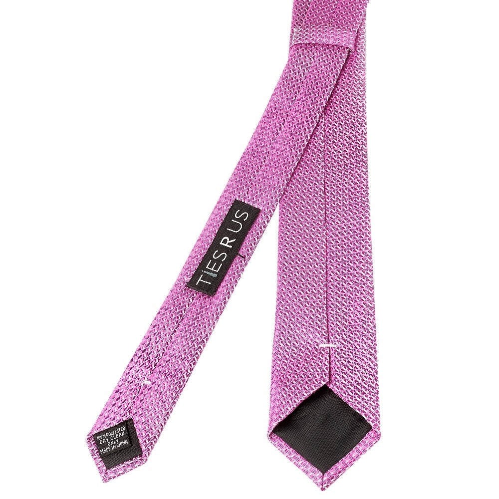 Hot Pink Textured Skinny Tie And Pocket Square Set 4