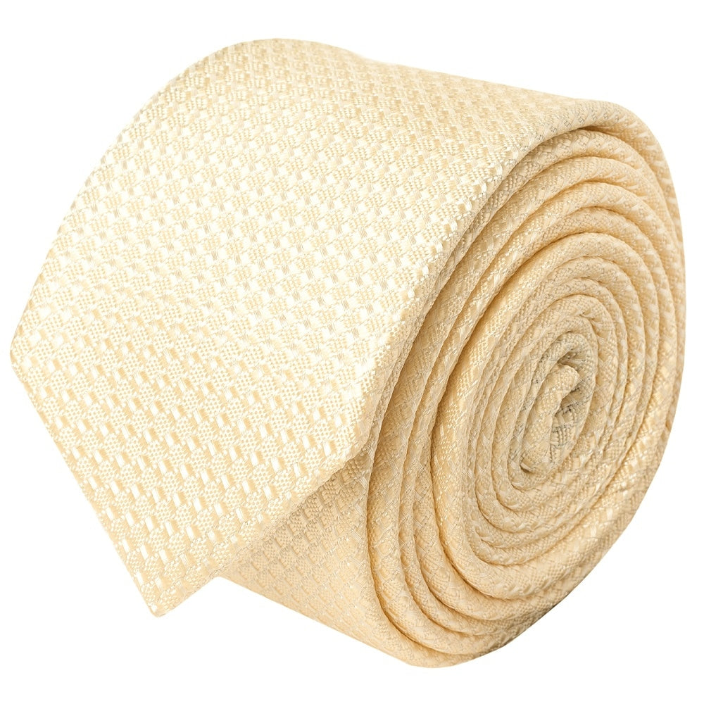 Ivory Textured Skinny Tie 2