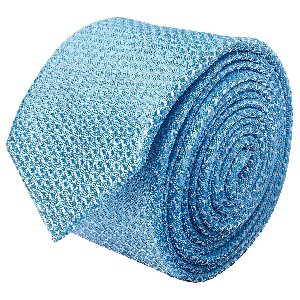 Blue Textured Skinny Tie And Pocket Square Set 3