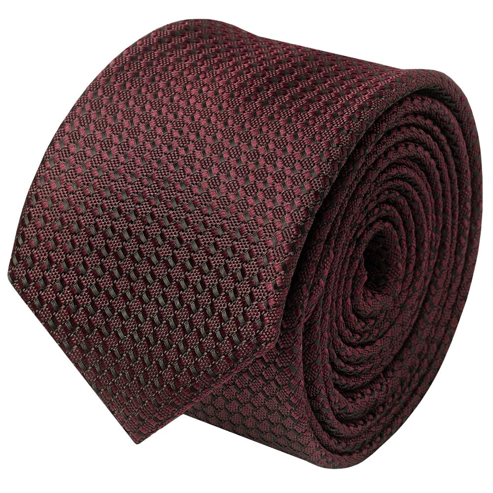 Burgundy Textured Skinny Tie 2