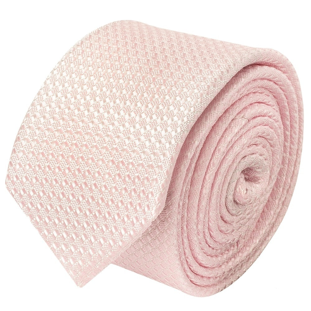 Blush Textured Skinny Tie And Pocket Square Set 3