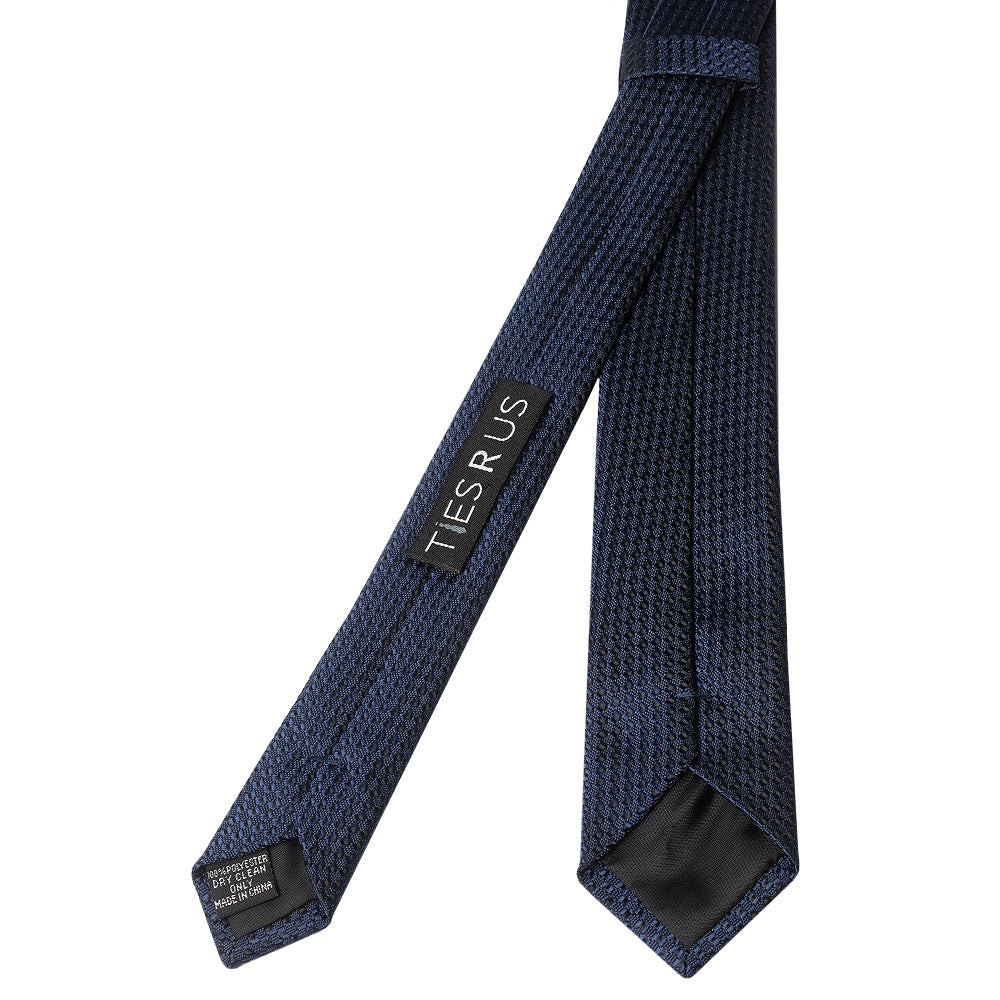 French Navy Textured Skinny Tie 3