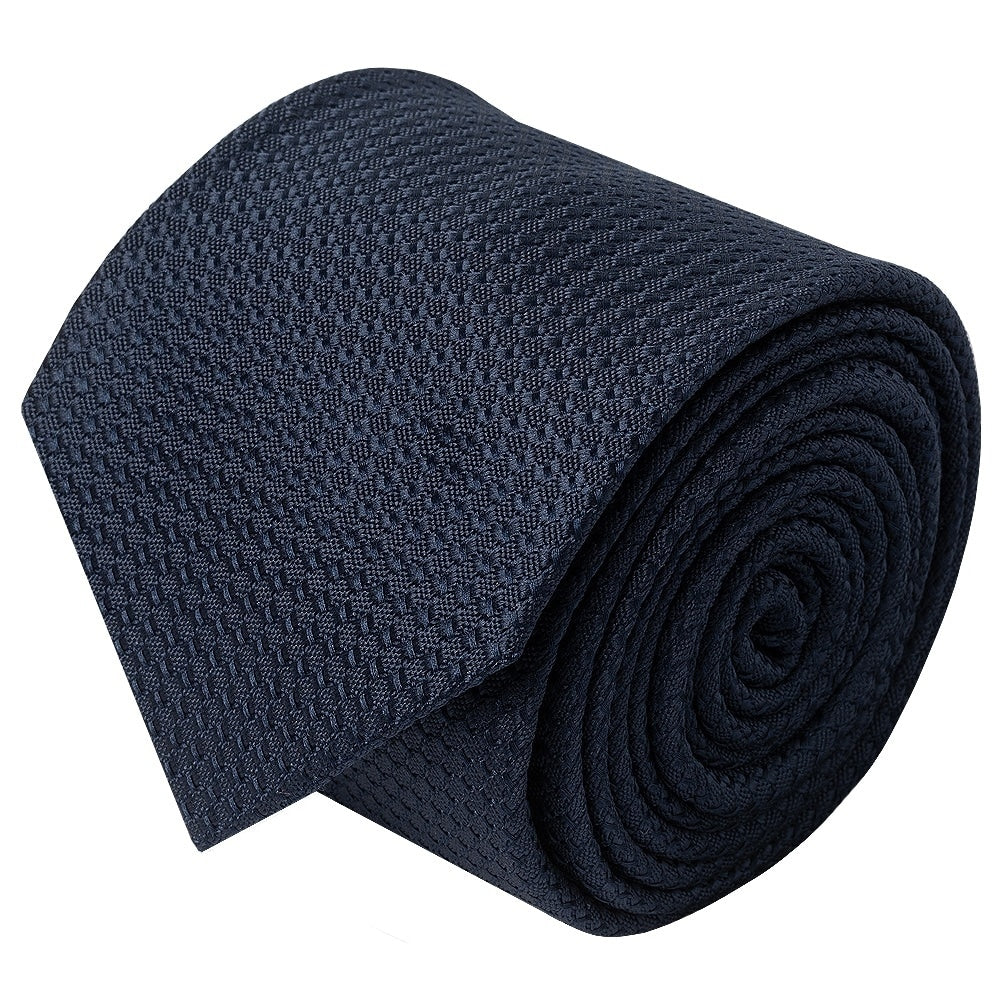 Navy Textured Classic Tie And Pocket Square Set 4