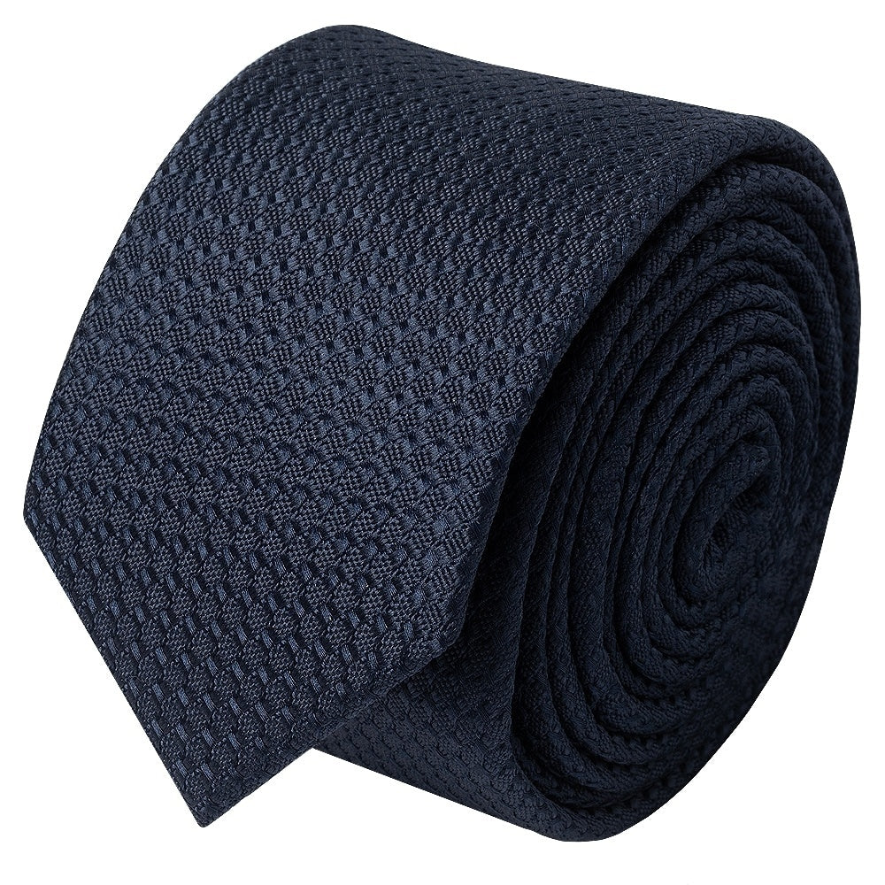 Navy Textured Skinny Tie And Pocket Square Set 3