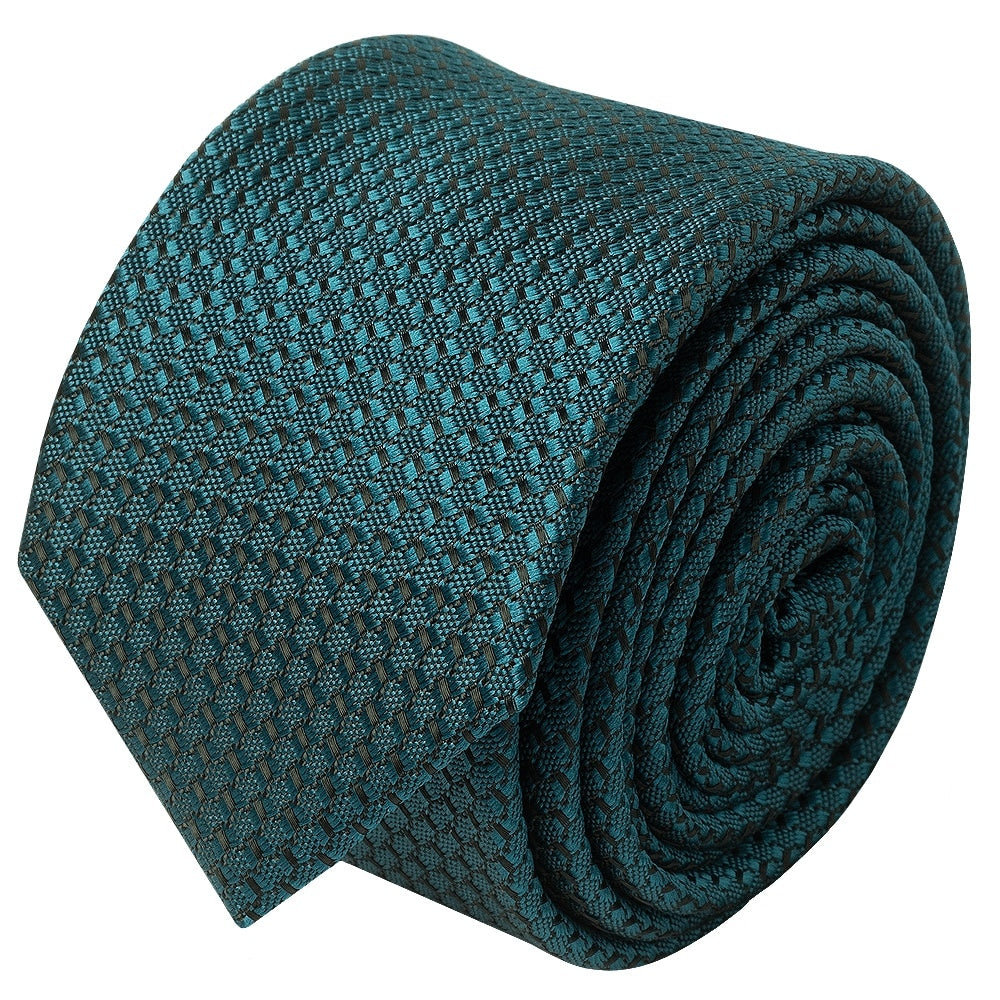 Teal Textured Skinny Tie 2