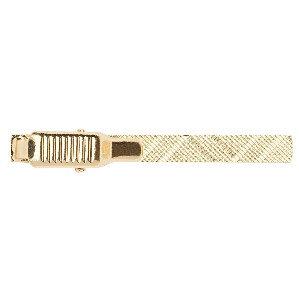Gold Textured Metal Bar Tie Clip 3