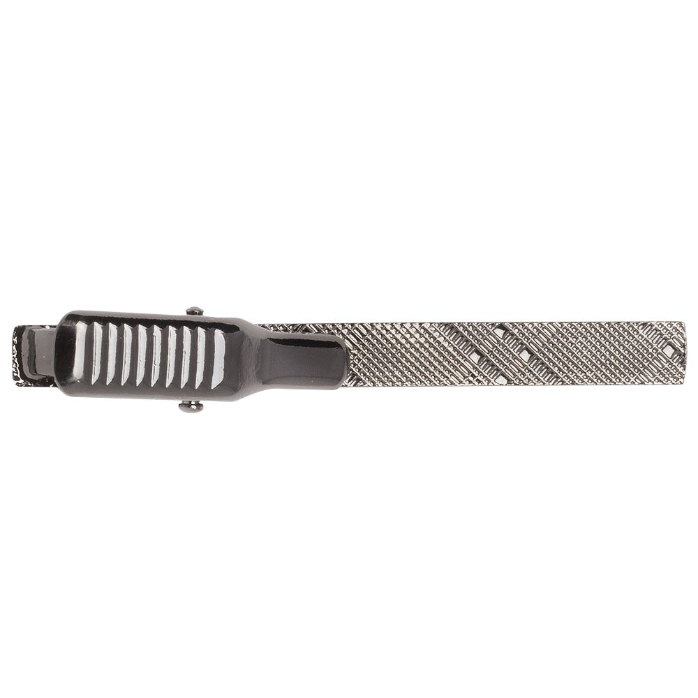 Gunmetal Grey Textured Metal Bar Tie Clip 3
