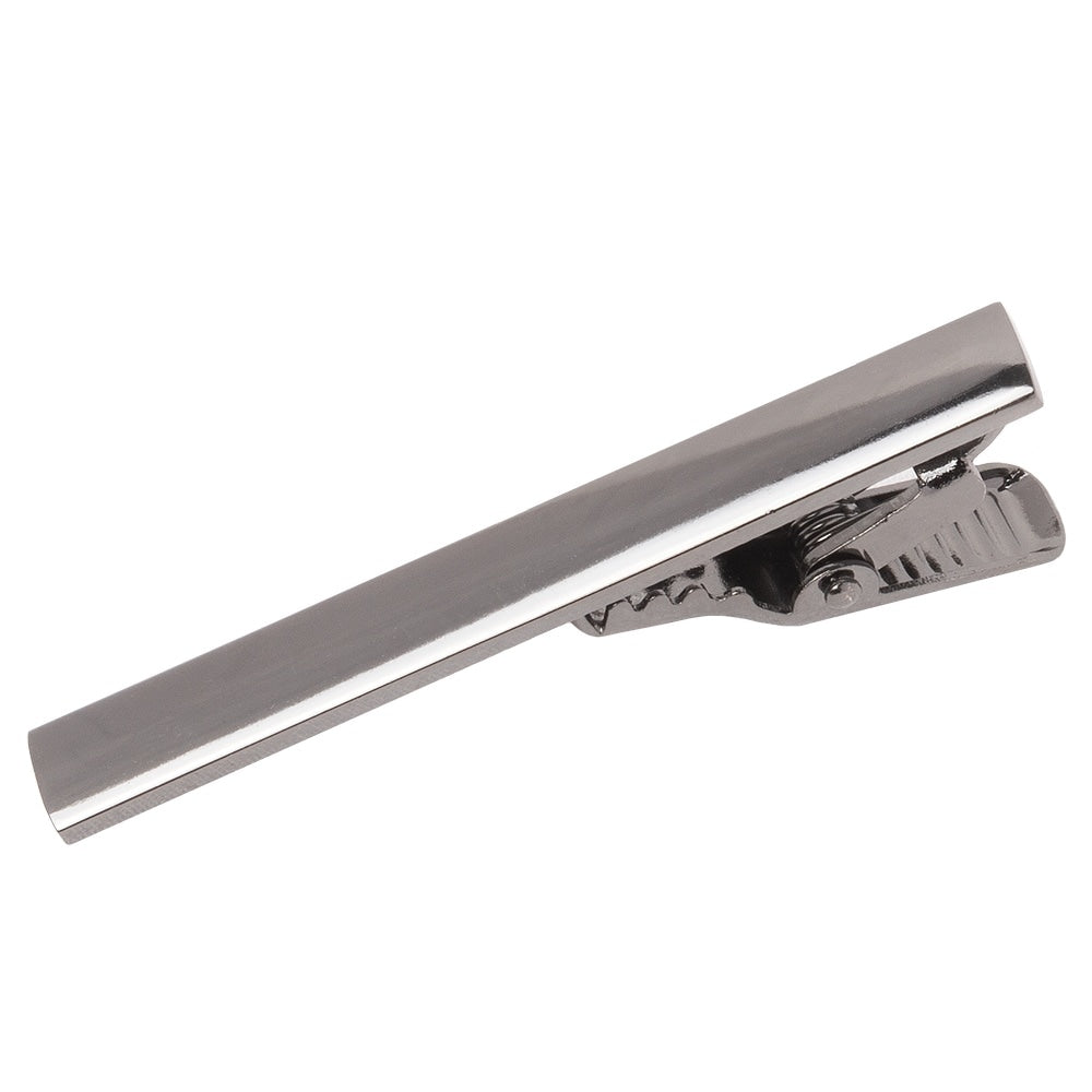 Plain Gunmetal Grey Metal Bar Tie Clip 1