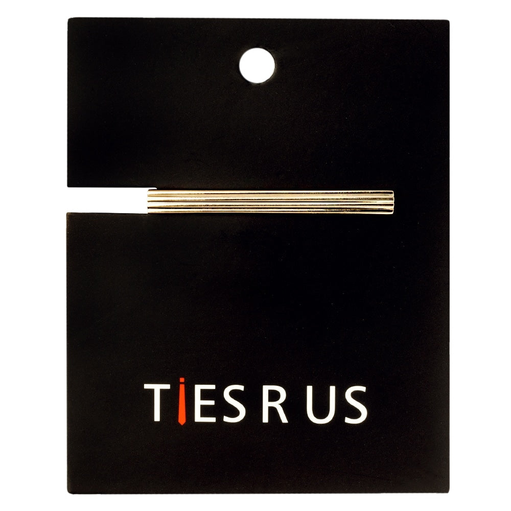 Gold Striped Metal Bar Tie Clip 4
