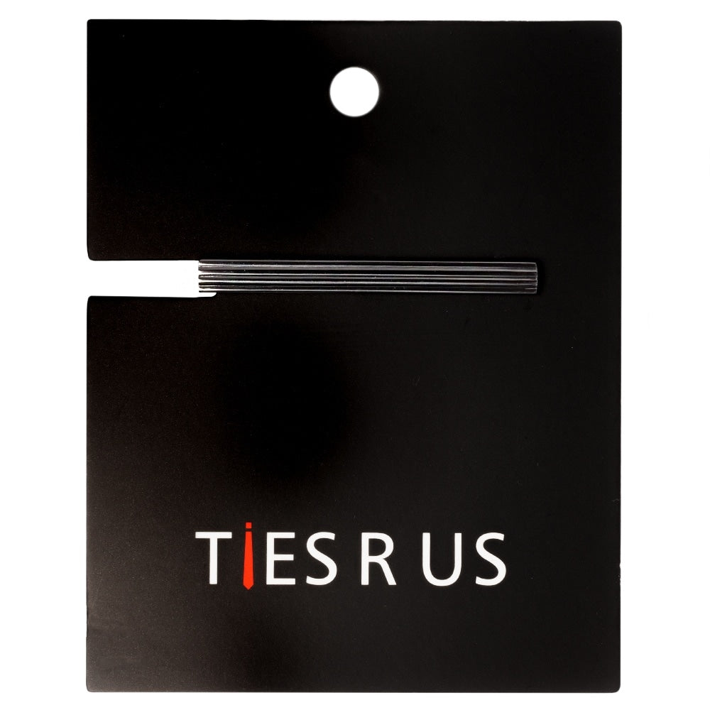 Gunmetal Grey Striped Metal Bar Tie Clip 4