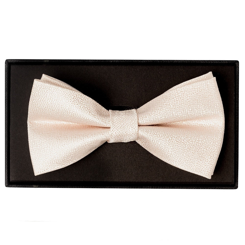 Plain Blush Textured Silk Mens Bow Tie And Pocket Square Set 2