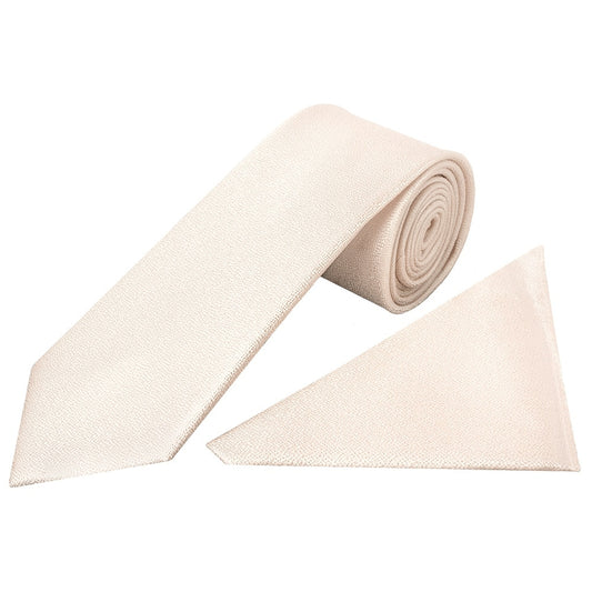 Plain Blush Textured Silk Classic Mens Tie And Pocket Square Set 1