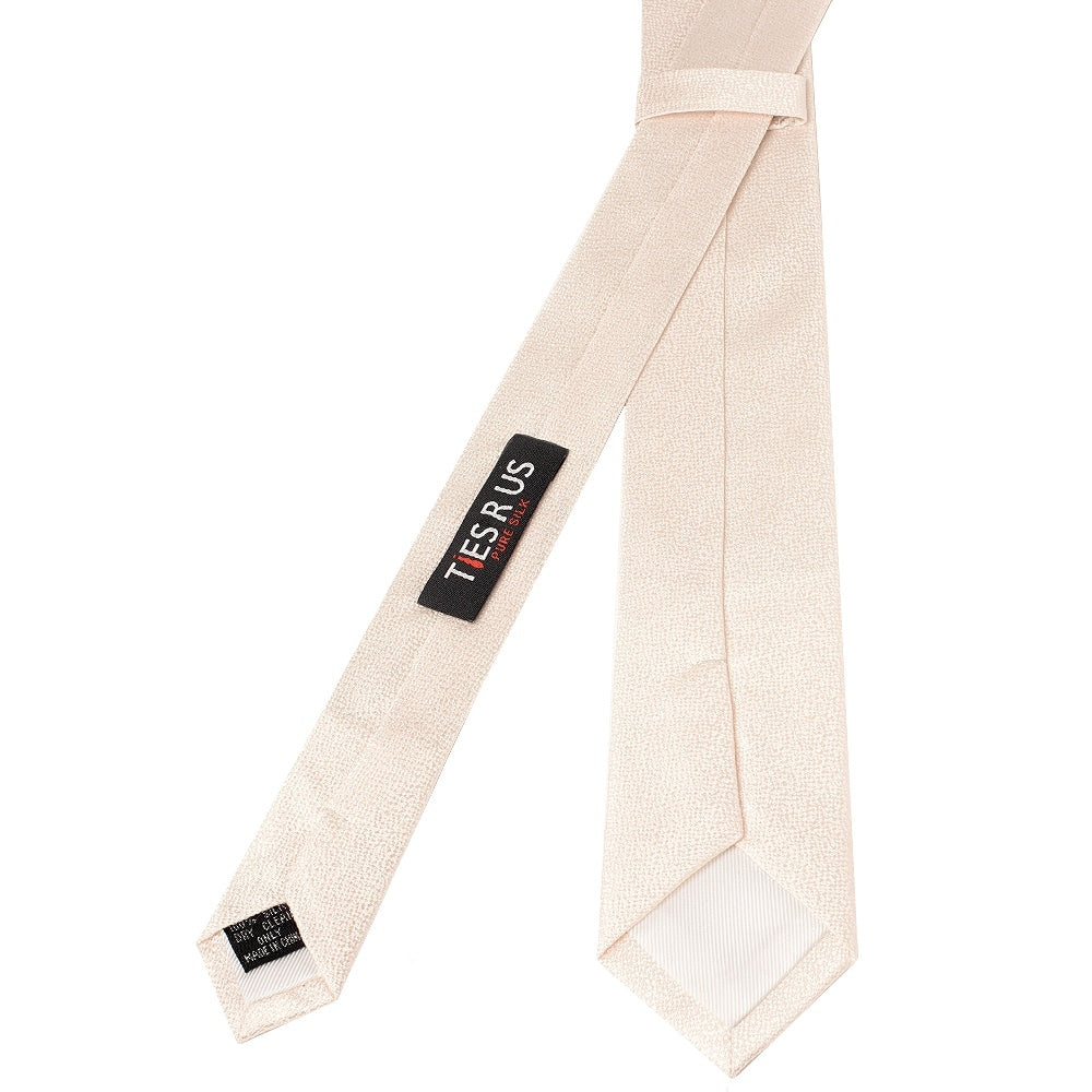 Plain Blush Textured Silk Skinny Mens Tie And Pocket Square Set 4