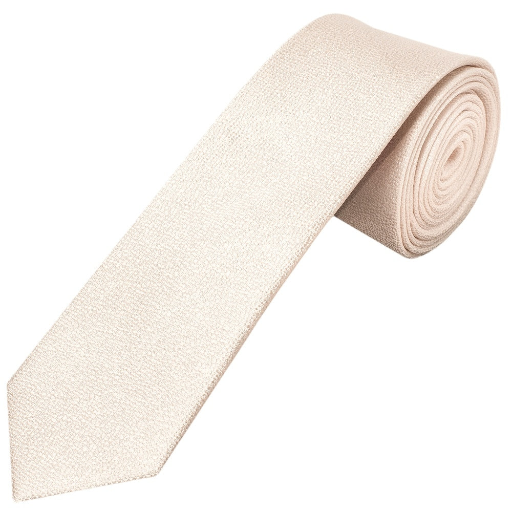 Plain Blush Textured Silk Skinny Mens Tie 1