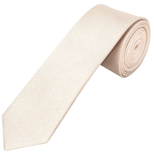 Plain Blush Textured Silk Skinny Mens Tie 1