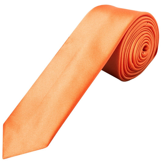 Burnt Orange Satin Skinny Mens Tie