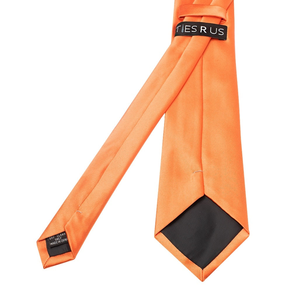 Plain Burnt Orange Satin Classic Mens Tie 4