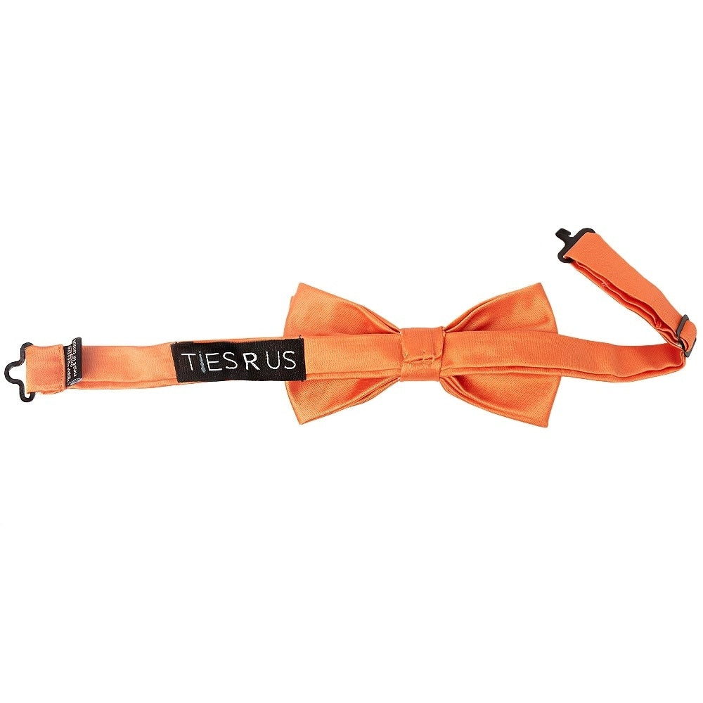 Pre Tied Burnt Orange Satin Boys Bow Tie And Pocket Square Set Age 4 7 3