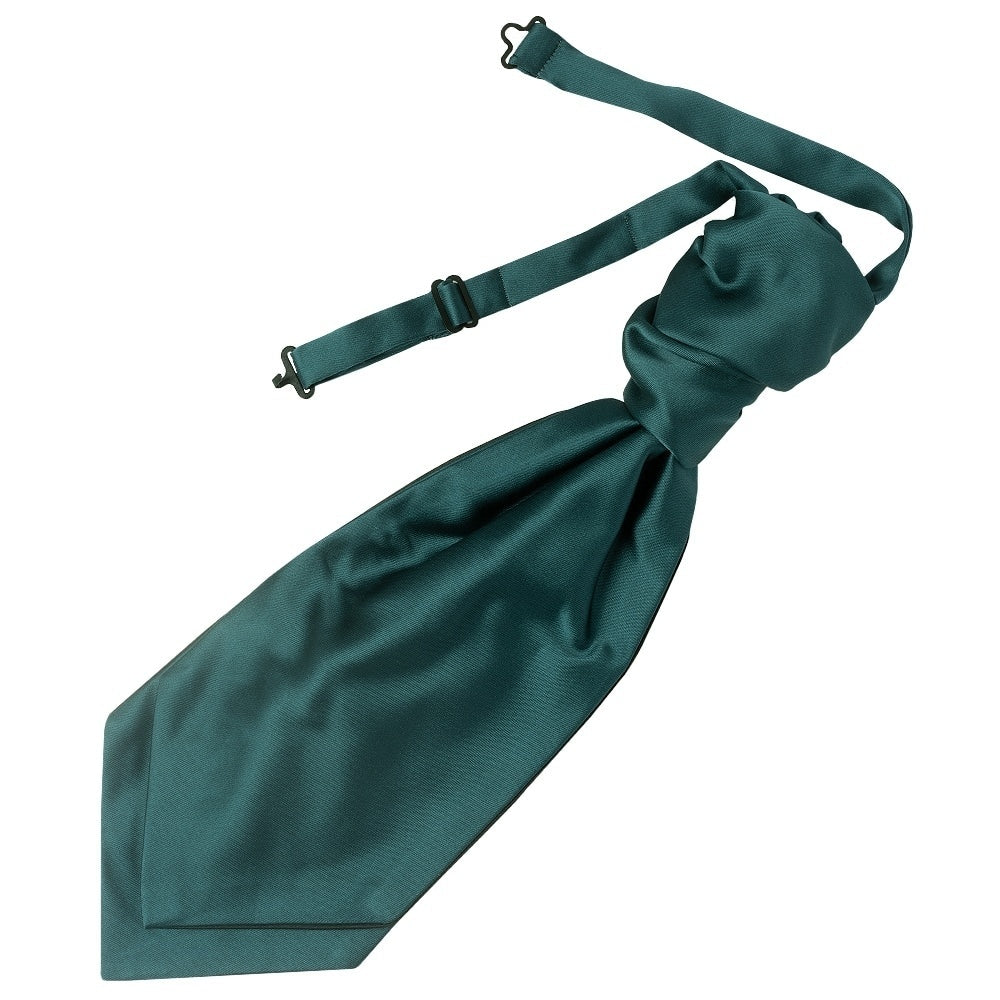 Plain Dark Teal Satin Mens Cravat Tie And Pocket Square Set 2