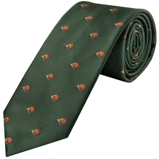 Bottle Green Horse Head Classic Mens Tie 1