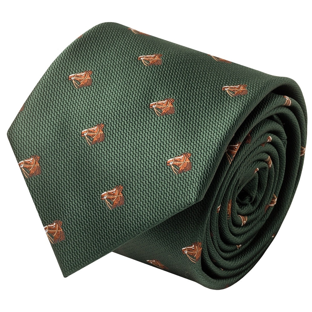 Bottle Green Horse Head Classic Mens Tie 2