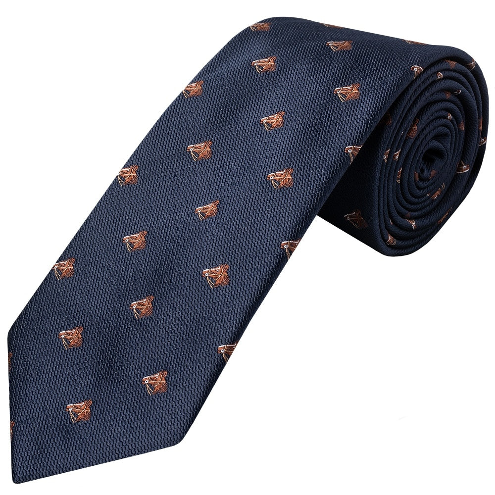 Navy Horse Head Classic Mens Tie 1