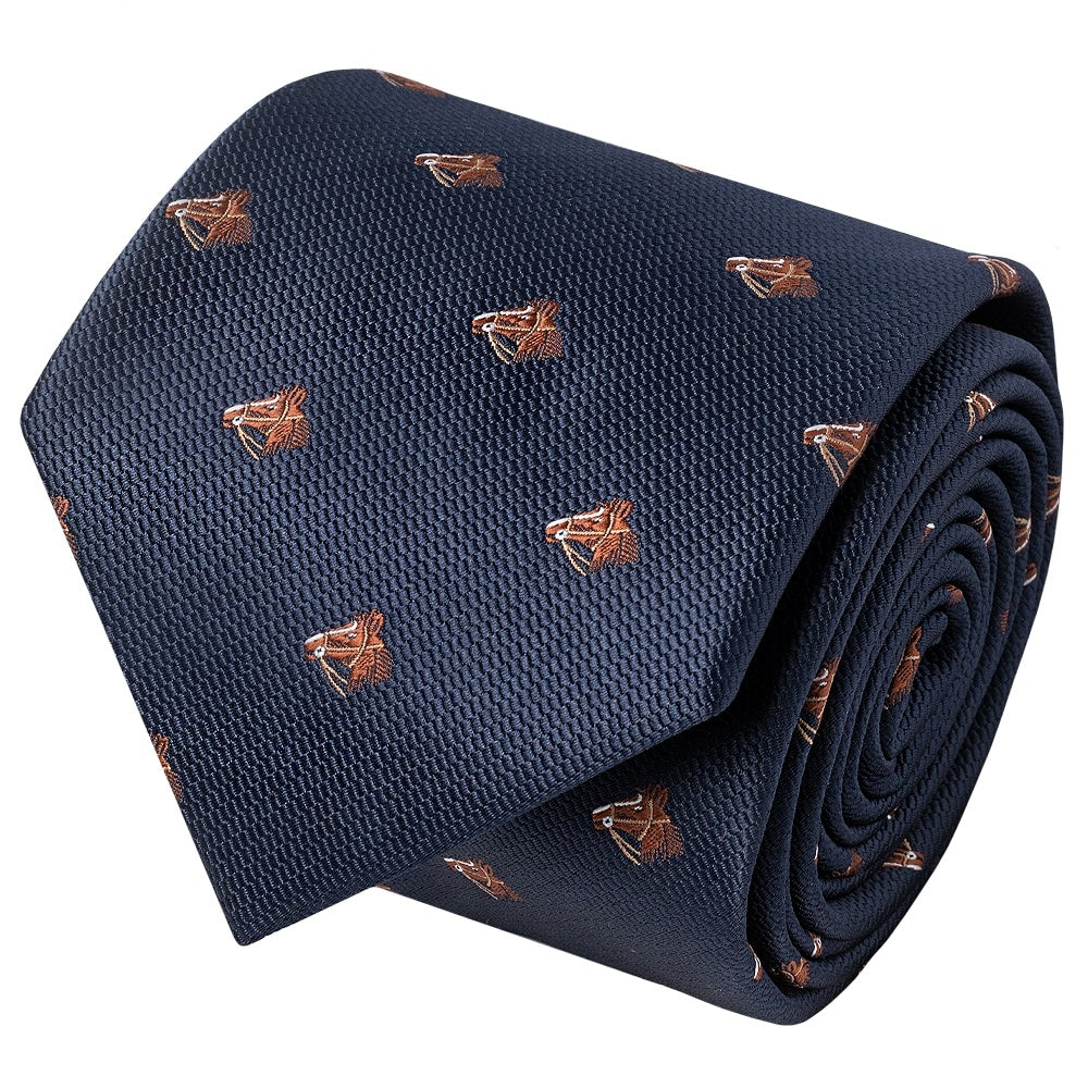 Navy Horse Head Classic Mens Tie 2