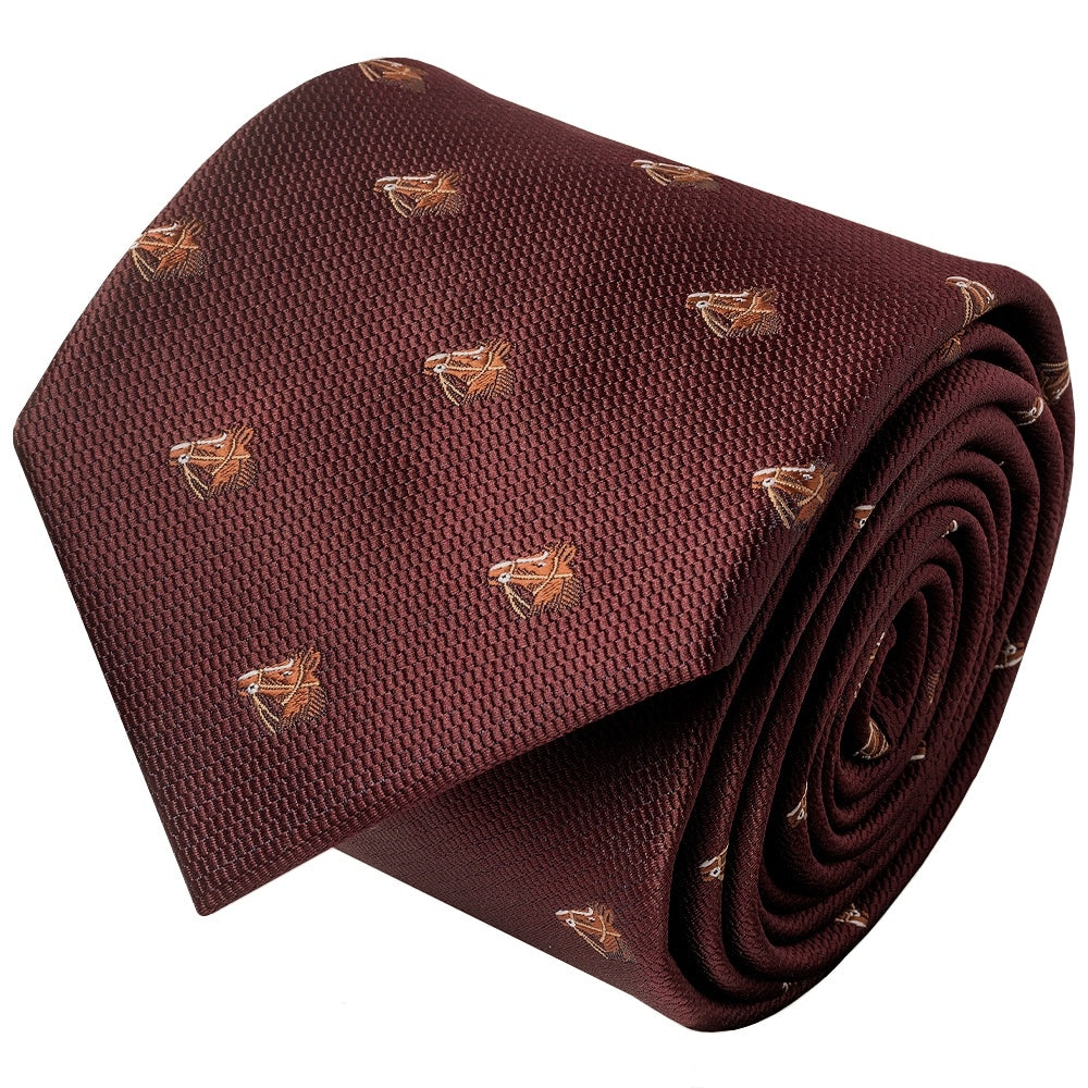 Burgundy Horse Head Classic Mens Tie 2