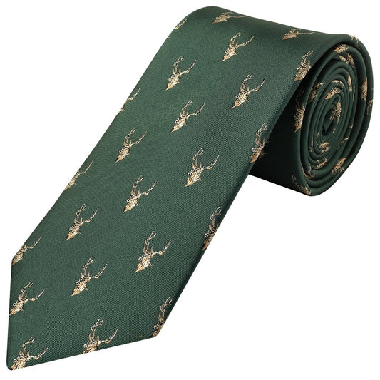 Bottle Green Deer Head Classic Mens Tie 1