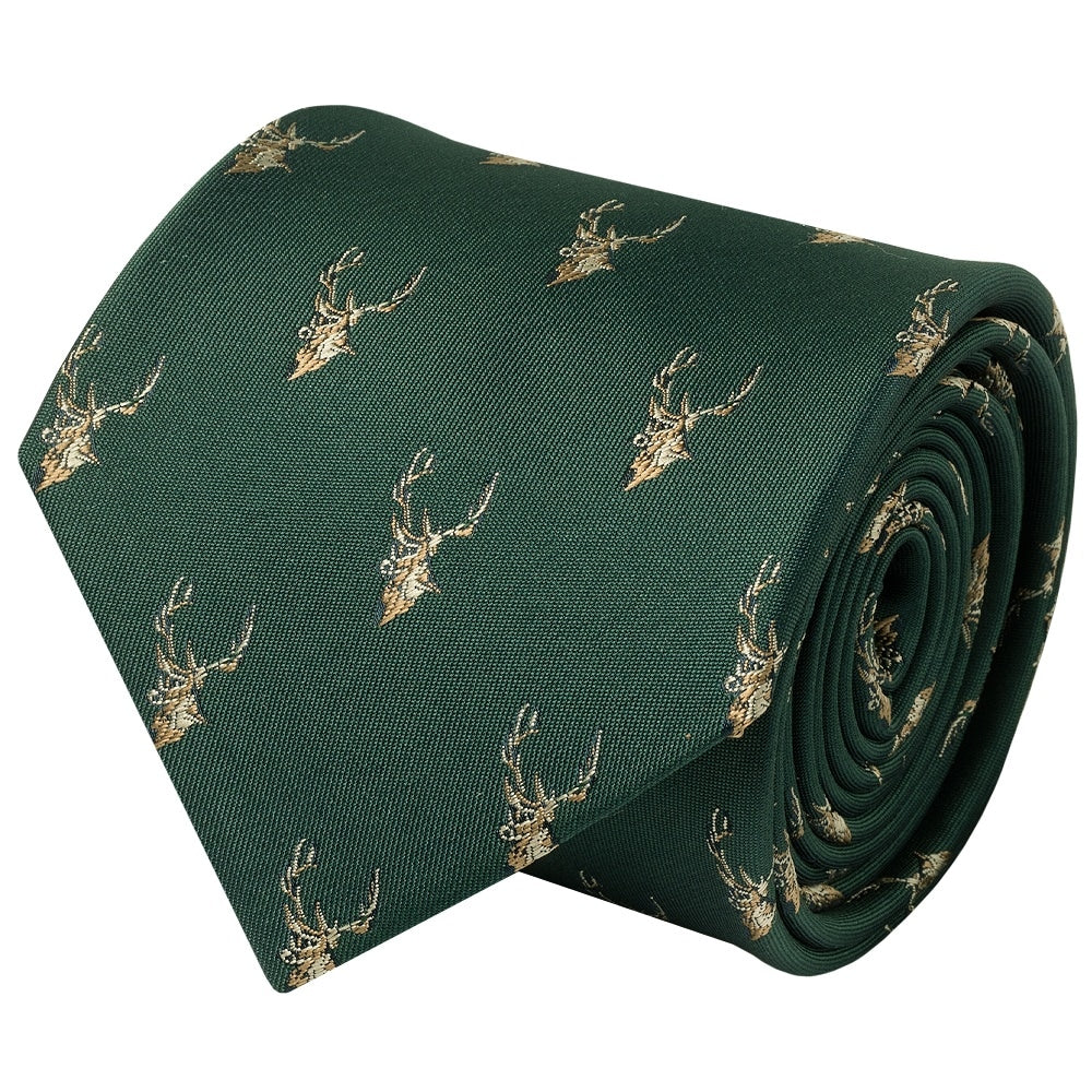 Bottle Green Deer Head Classic Mens Tie 2
