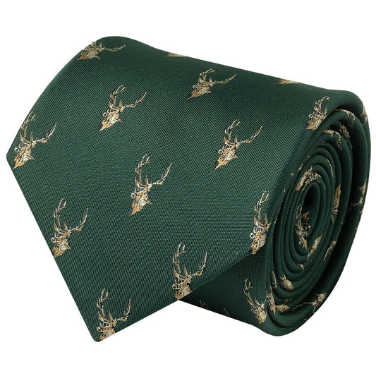 Bottle Green Deer Head Classic Mens Tie 2