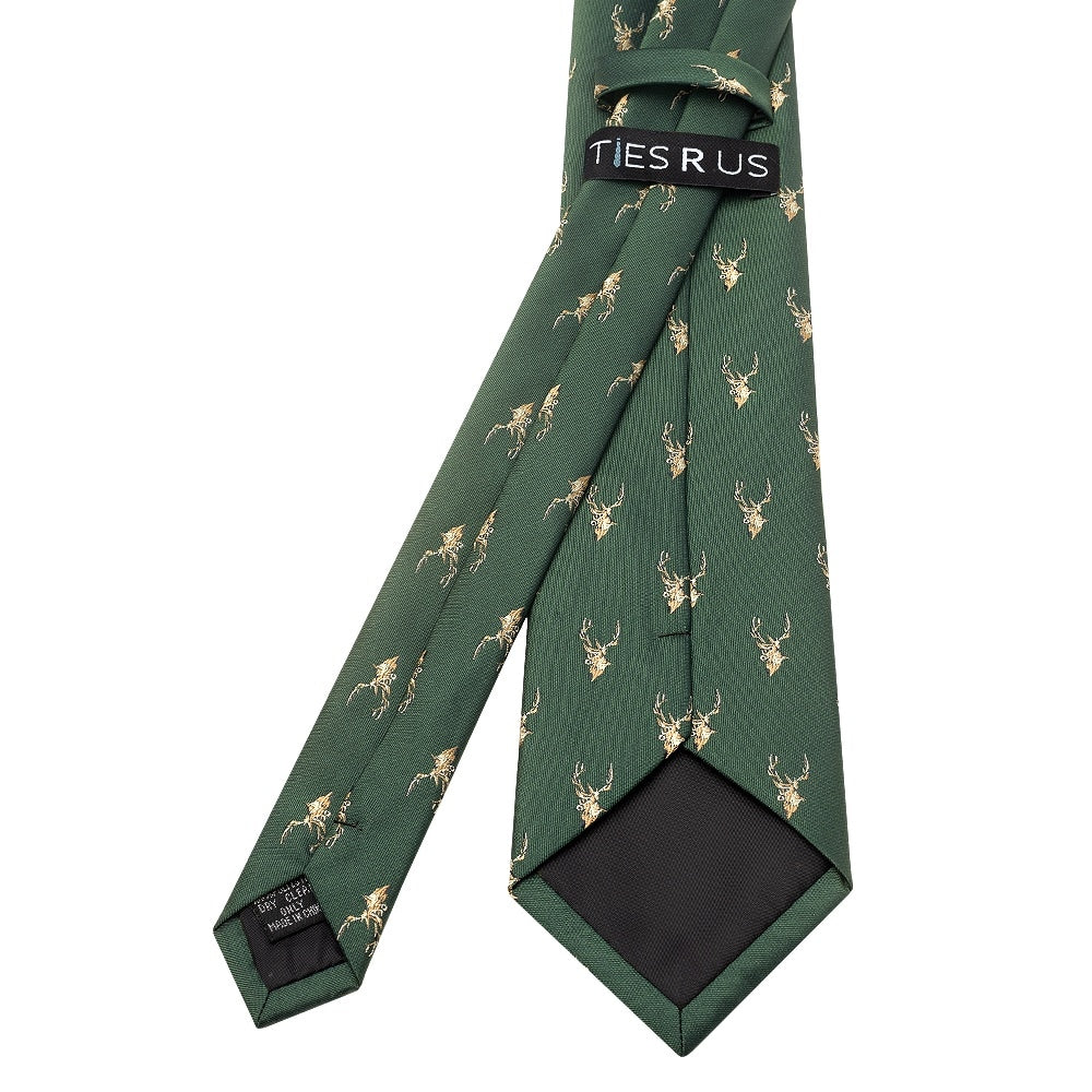 Bottle Green Deer Head Classic Mens Tie 3
