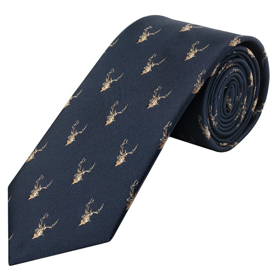Navy Deer Head Classic Mens Tie 1