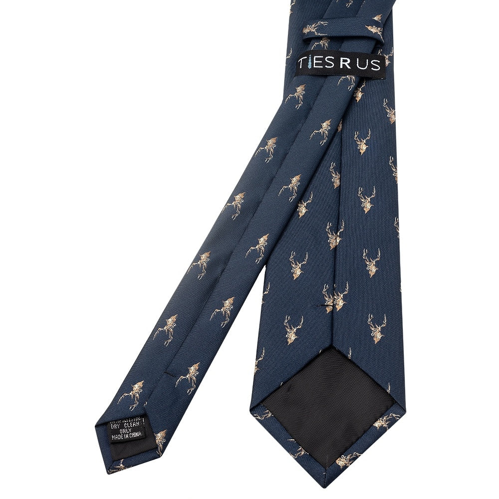 Navy Deer Head Classic Mens Tie 3