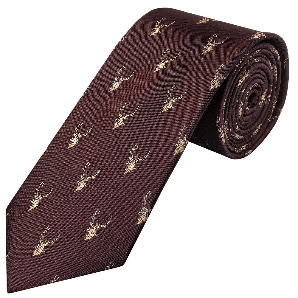 Burgundy Deer Head Classic Mens Tie 1