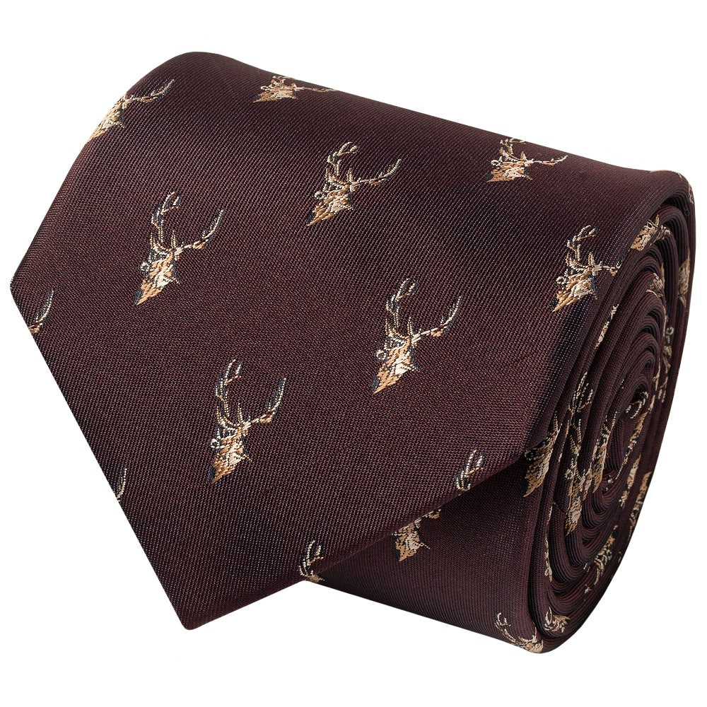 Burgundy Deer Head Classic Mens Tie 2